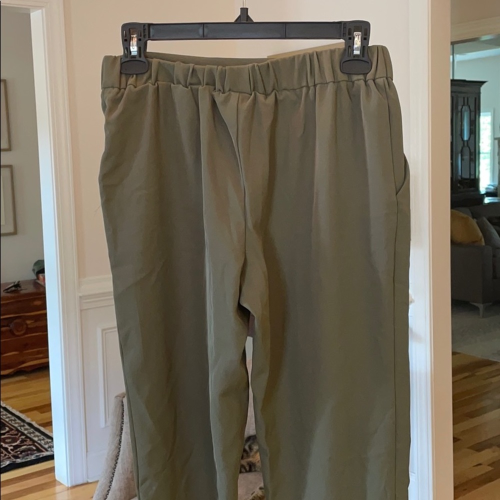 Olive, loose fitting pants